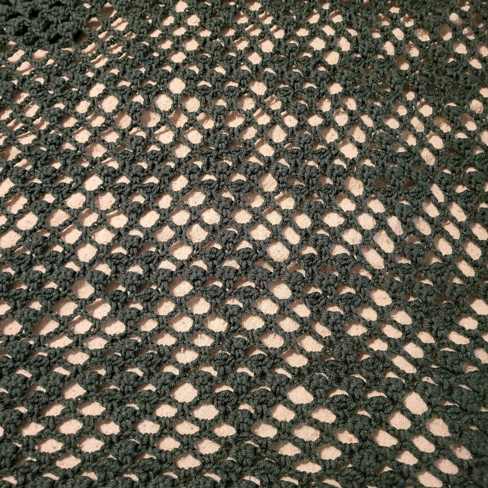 Hand crocheted throw hunter green